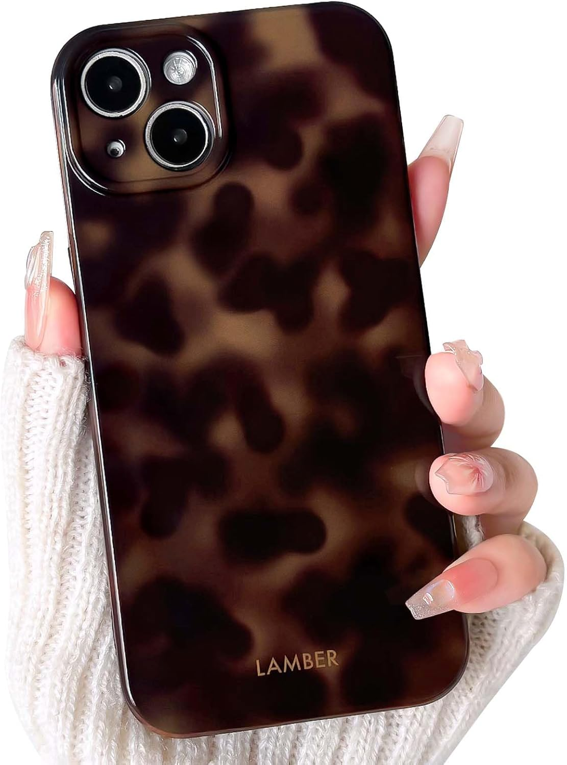 NITITOP Compatible with Iphone 14 Pro Case Cute Leopard Pattern Brown Aesthetic for Women Girls Amber Design Stylish Soft TPU Protective Phone Case - Brown2