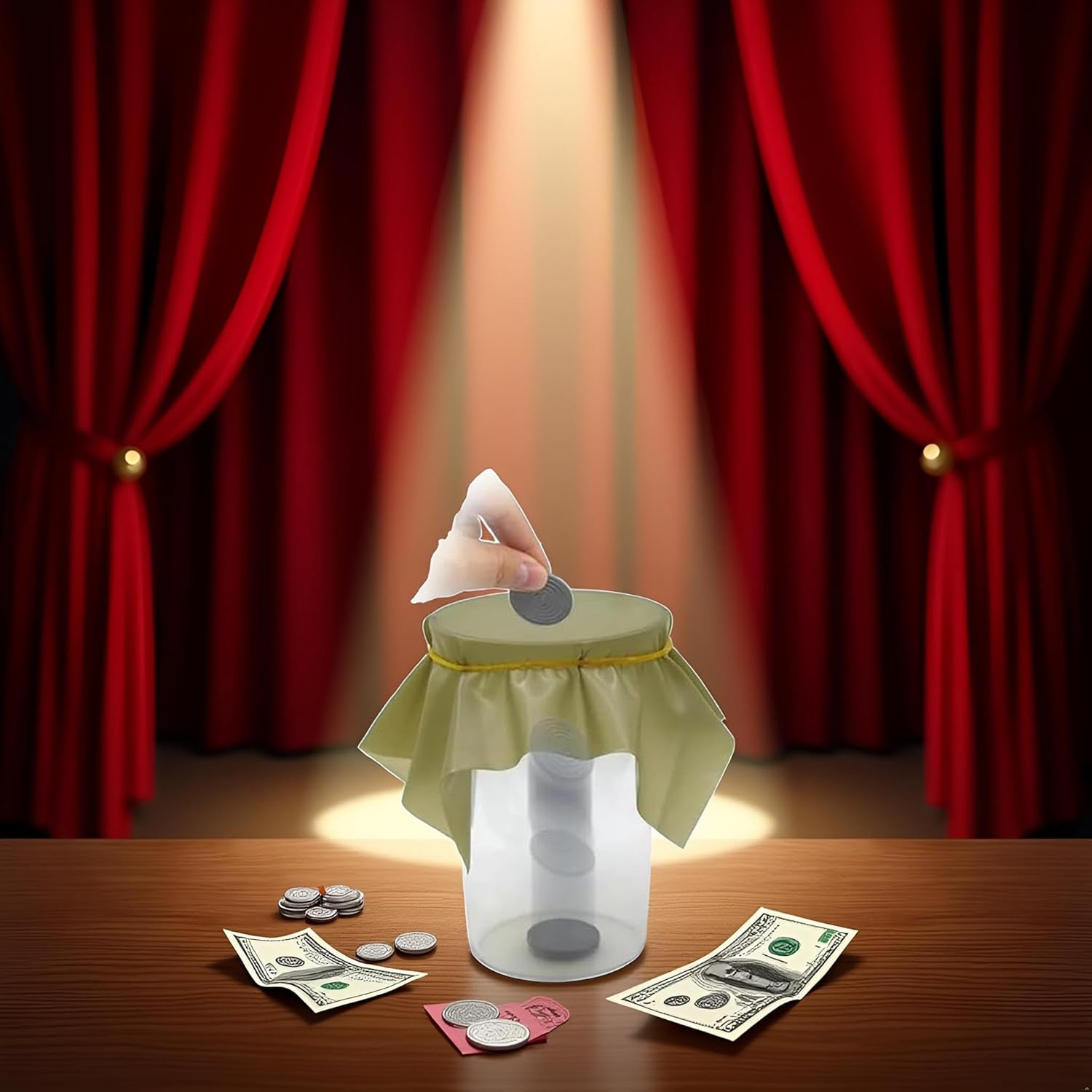 1 Pc Coin through a Sheet of Rubber Coin into Cup Comedy Magic Tricks Close up Magic Gimmick Props for Magicans Use Safety and Repeatedly Small in Size and Light in Weight,Novelty and Gag Magic image number 2