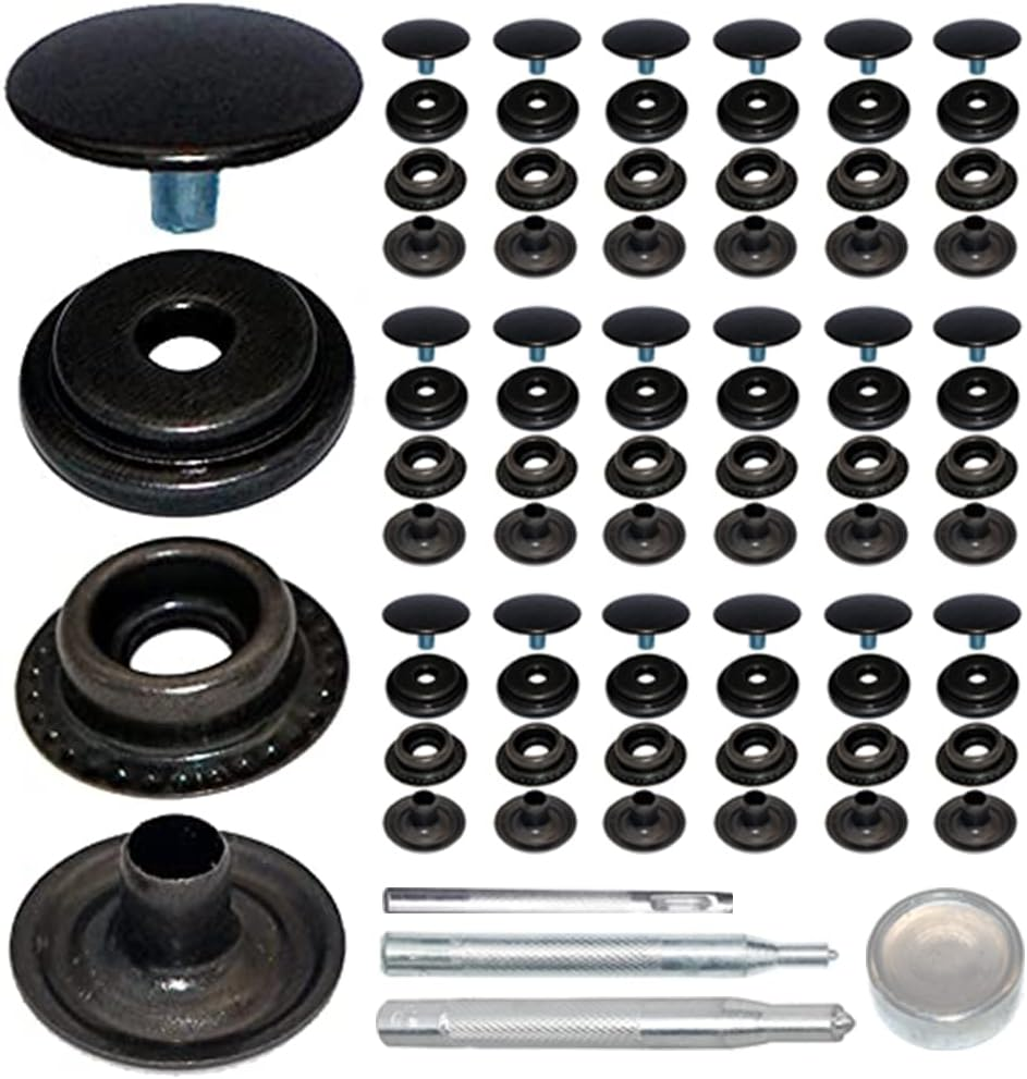 18Sets 15Mm Stainless Steel Fastener Snap Press Stud Button with Punching Tools Kits for Coats Bags Leathers Marine Boat Canvas Silver Line 24 Bronze image number 5