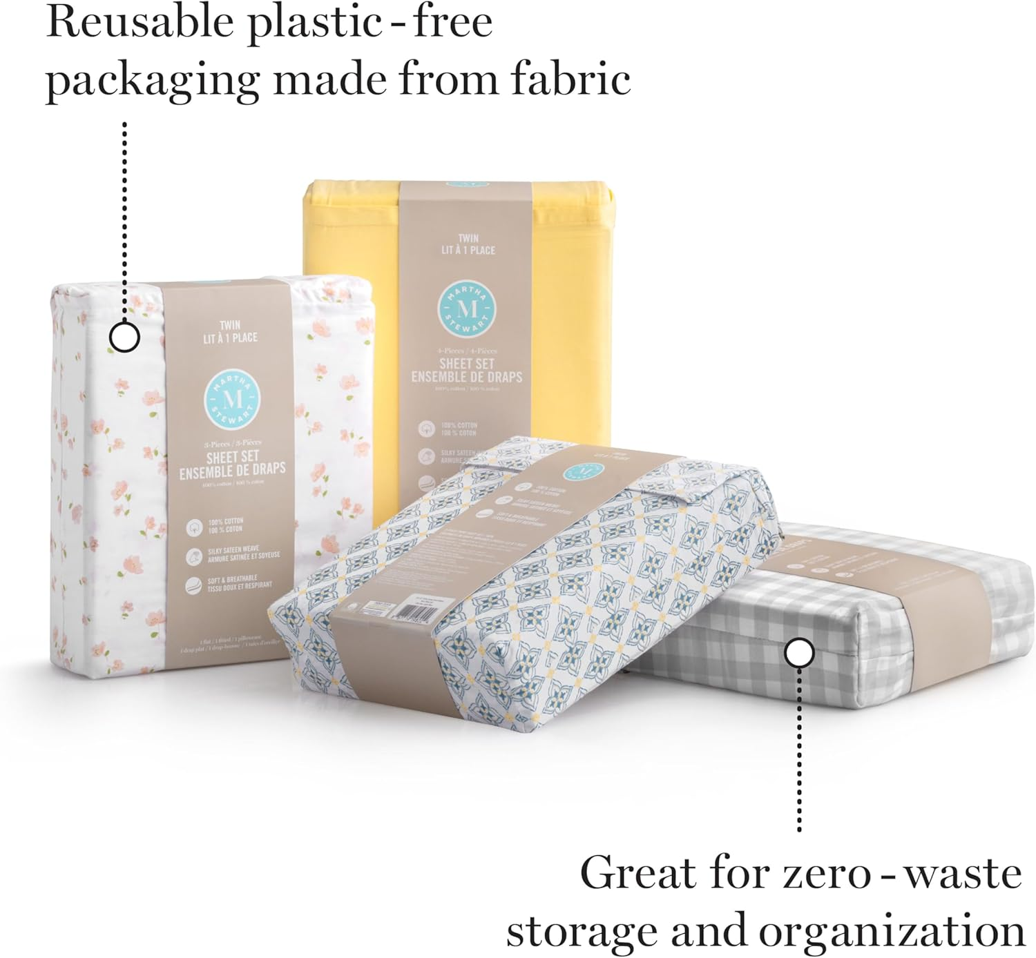 MARTHA STEWART 100% Cotton King Sheets Set - 4 Piece, Soft, Smooth, Durable, Easy Care, 16" Deep Pocket Sheet, Bedding Sheet, Sateen Sheet, 1 Flat, 1 Fitted, 2 Pillowcases, Dorm Essential, Mint Green image number 3