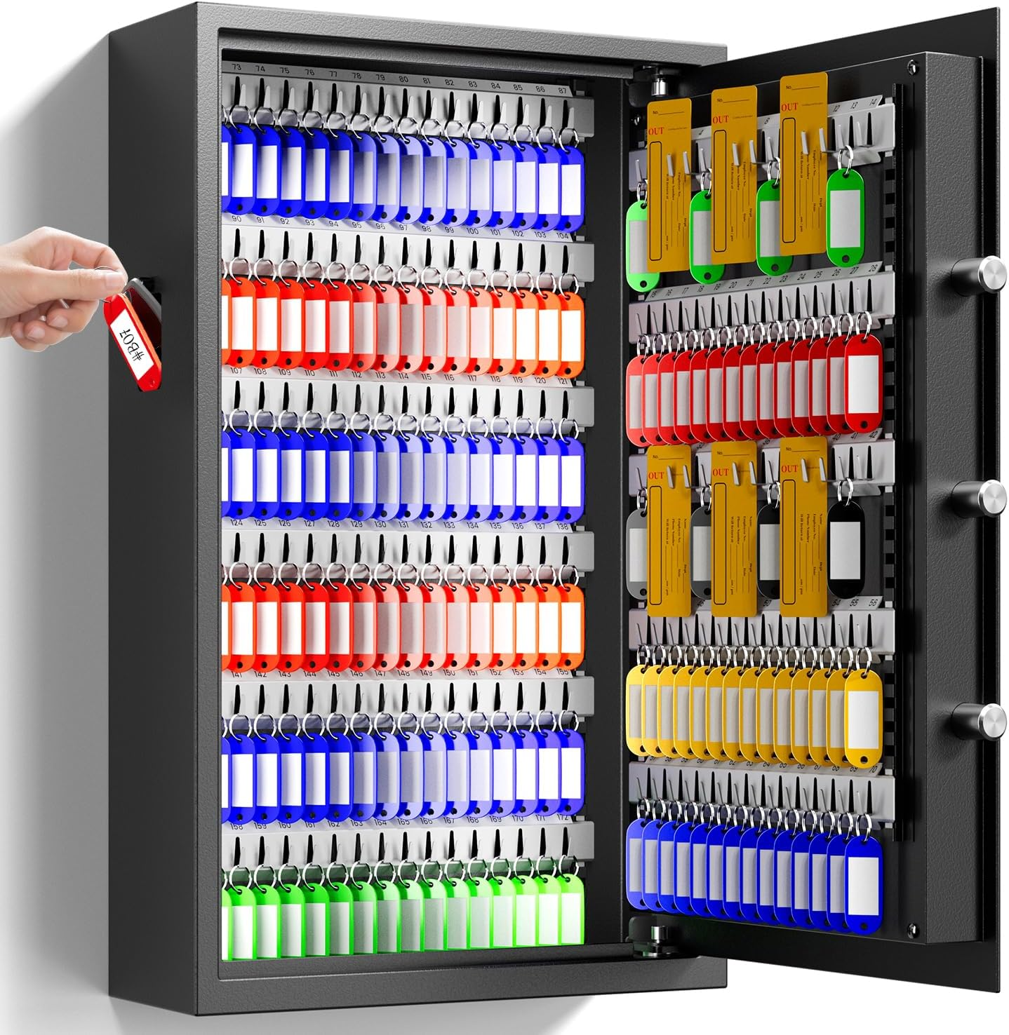 65-Key Electronic Key Safe Lock Box | Anti-Theft Deposit Slot & Key Retrieval Tags | Wall-Mount Key Cabinet for Home & Offic,Key Lock Box image number 1