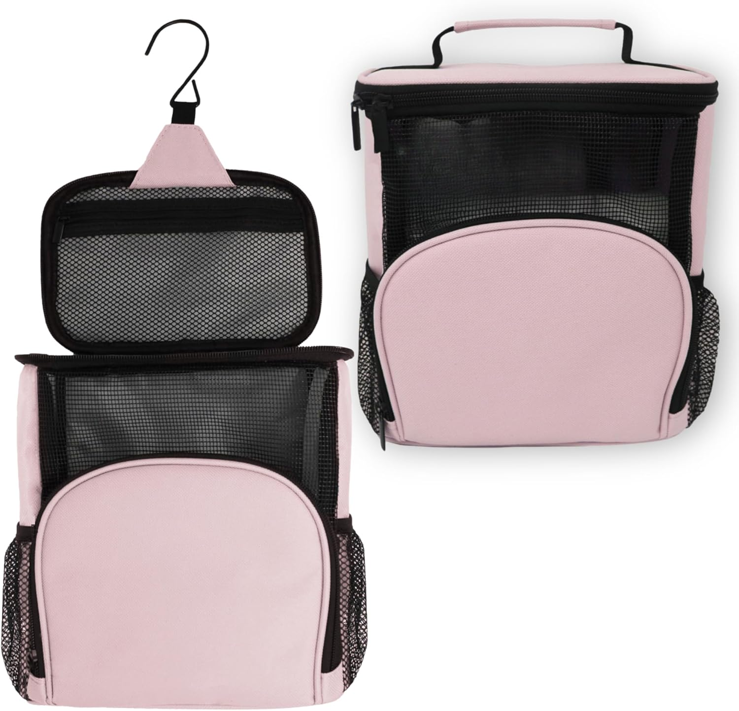 TERRA HOME Original Portable Shower Caddy for College Dorms - Foldable Mesh Tote - Dorm Room Essentials - Durable Hanging Travel Shower Bag - Perfect for College Students, Men, Women (Black)