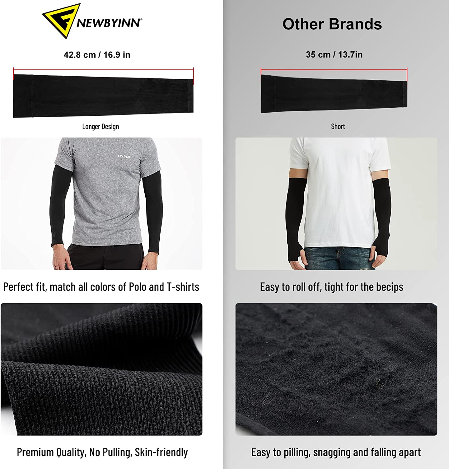 Arm Sleeves for Women Men Youth, Compression UV Sun Protection Sleeves to Cover Arms image number 4