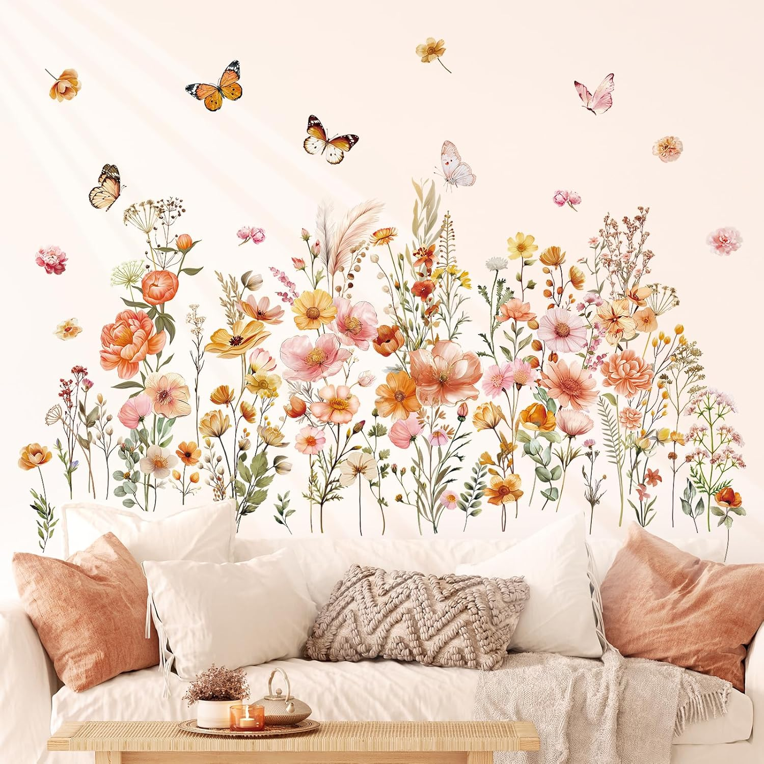 DECOWALL SG2-2506 Boho Small Flowers Wall Stickers Peel and Stick Removable Floral Decals Nursery Bedroom Nature Home Decor Garden image number 4