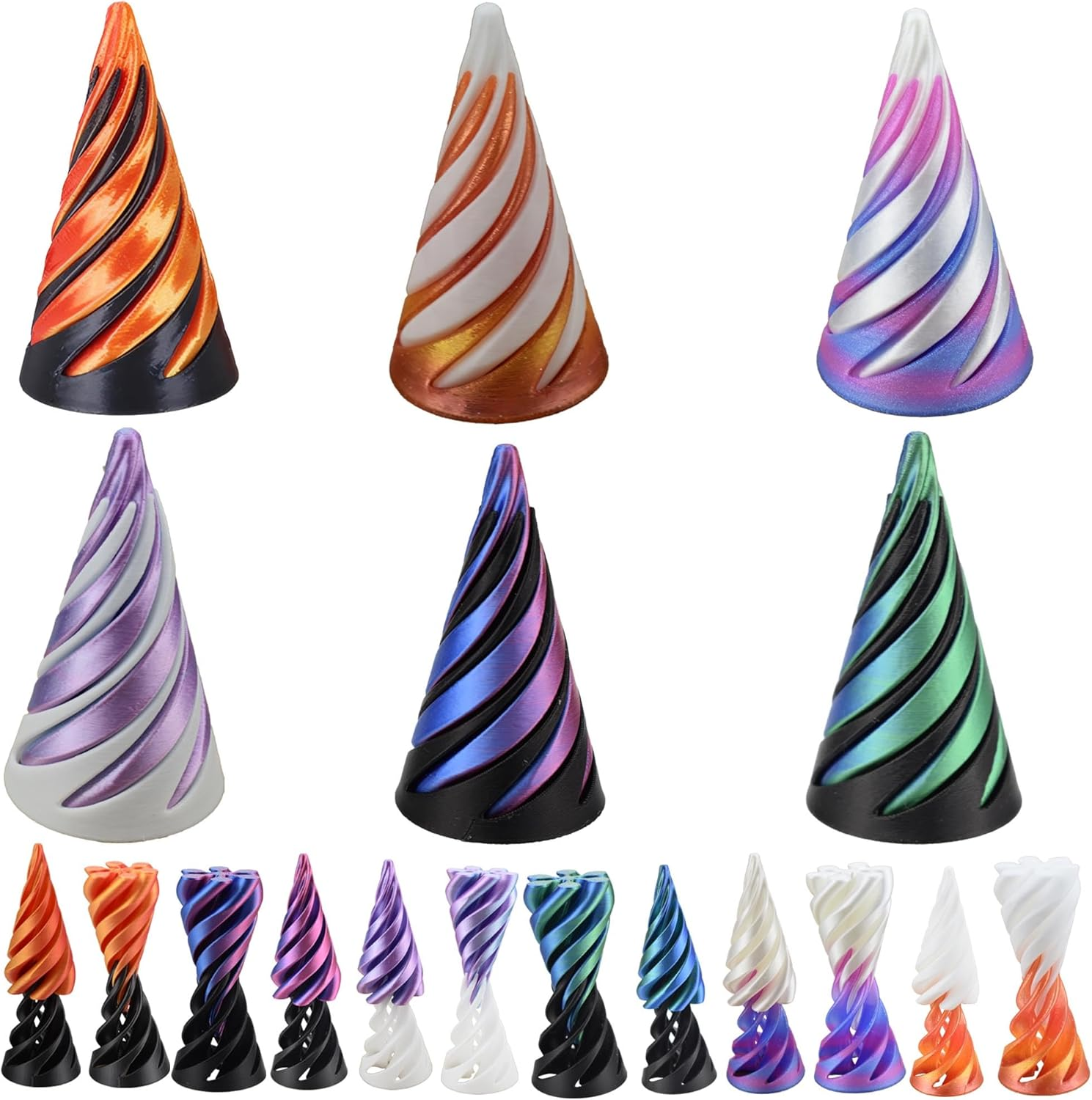 3D Spiral Cone Fidget Stress Relief Toys Suitable for Young People ( 6 Cones )