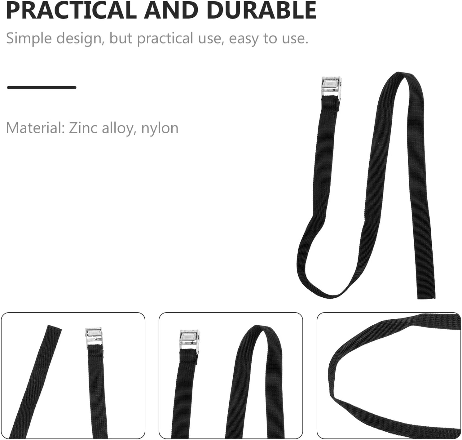 HOLIDYOYO 2Pcs Kayak Straps Tie down Straps Equipment Bundling Belt with Metal Buckles for Surfboard Fixing and Travel Luggage Securing Outdoor Gear image number 2