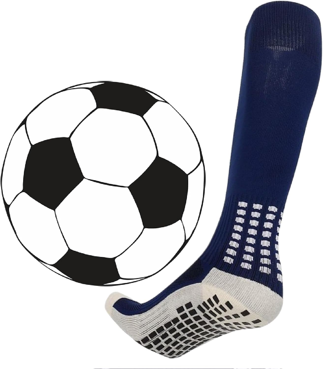 Dress Cici Men'S Knee High Running Socks with Cushion Comfort, Silicone Grip Athletic Socks for Basketball and Football Etc (2 Set) - Navy 2Pairs image number 4