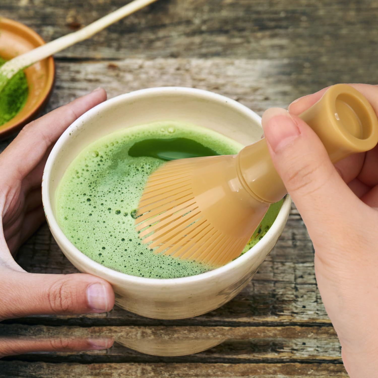 1Pc Traditional Bamboo Matcha Whisk,Pp Resin Matcha Whisk Chasen Brush,Reusable Chasen Matcha Stirrer,Reusable Chasen Tea Brush for Tea Lovers image number 2