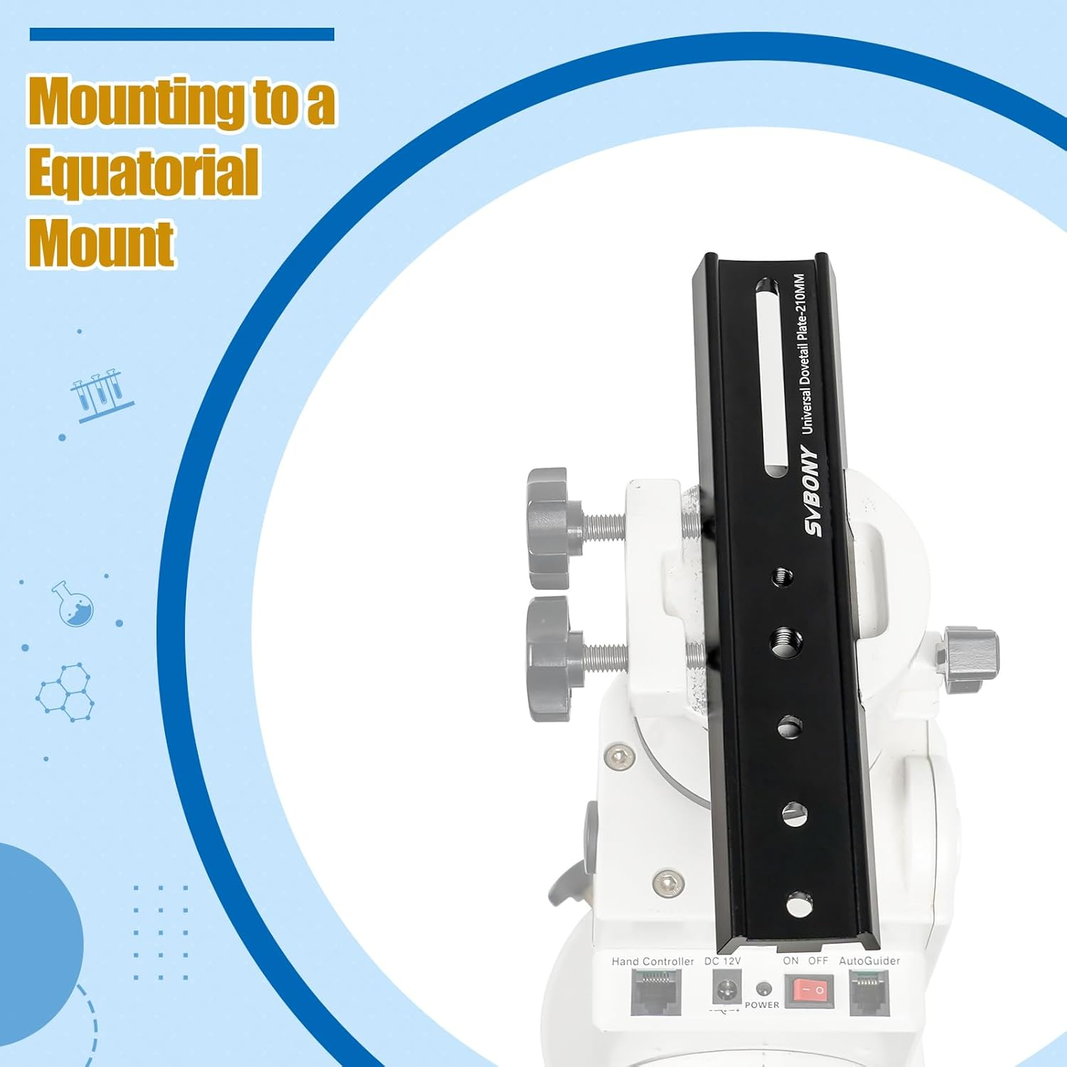 SVBONY SV219 Dovetail Mount Plate, 210Mm 8.26 Inches Universal Dovetail Plate Compatible with Vixen Dovetail Saddles, Telescope Accessories for OTA Equatorial Tripod Sky Astrophotography image number 3