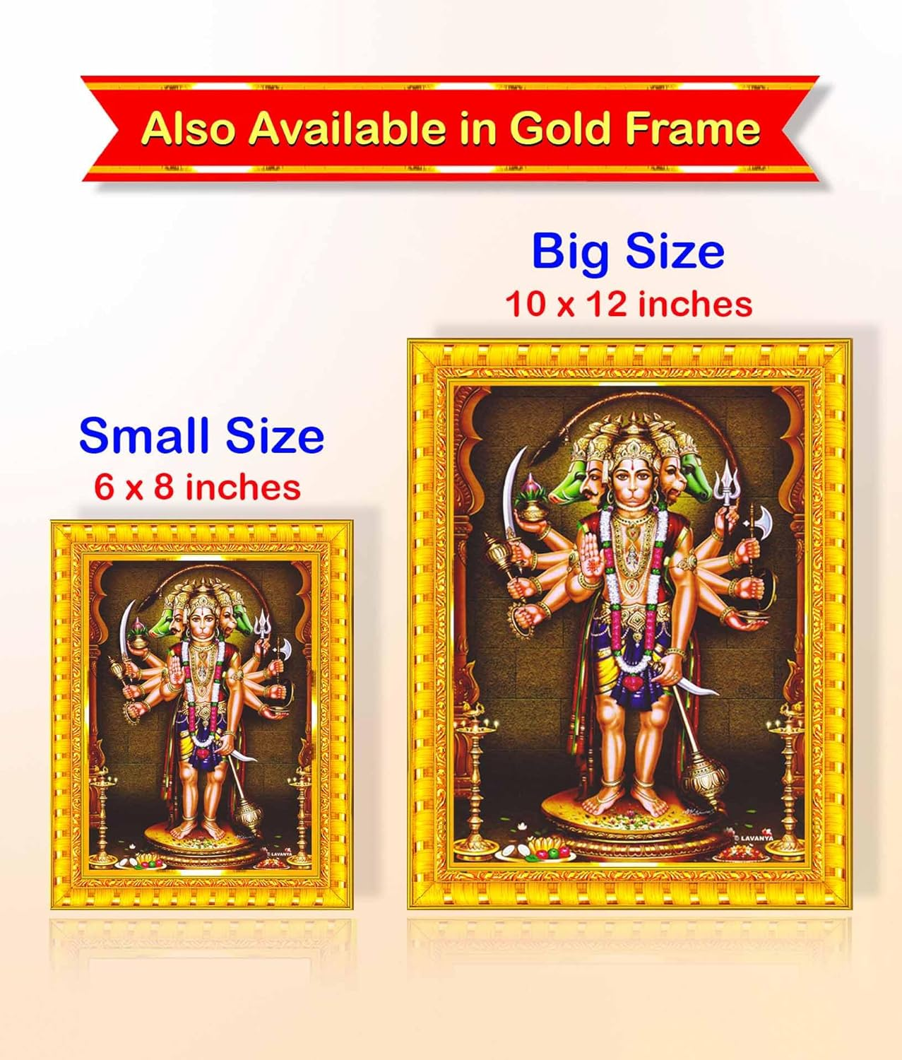Pavan Photo Laminations Panchmukhi Hanuman for Door Entrance Vastu Wall Painting Framed Home Decor (Wood,Matte,Brown,Small Size,6 X 8 Inch) B786S image number 2