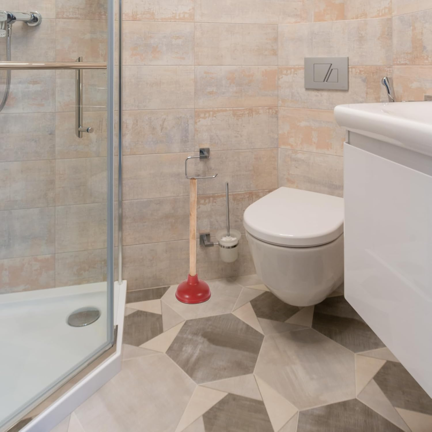 Gadpiparty Sink or Toilet Plunger Rubber Force Cup with Wooden Handle Heavy Duty Toilet Plunger for Toilet, Bathroom,Sink