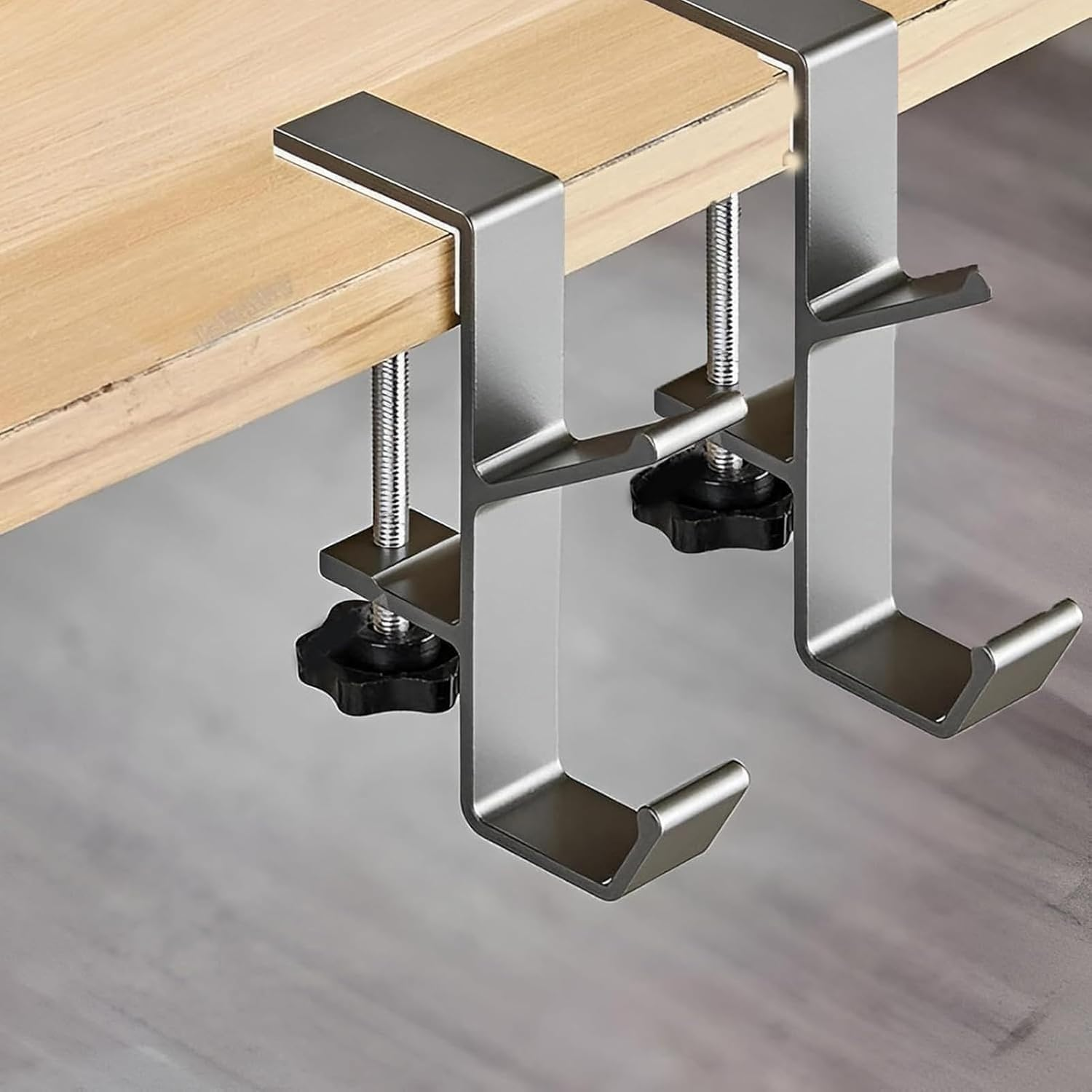 Purse Hook for Table, WADY 2 Pack Metal Headphone Hook, Desk Mount Bag Holder Hook Clamp, Universal under Desk Hook Handbag Hanger Holder Students Desk Hook with Adjustable Arm Clamp (White)