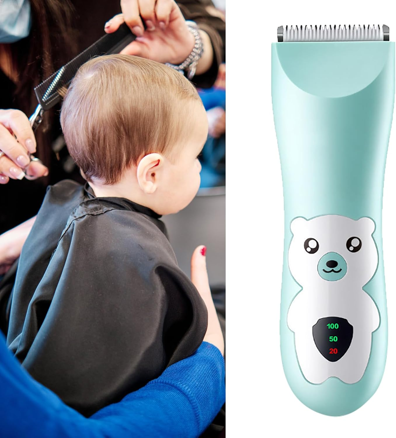 Ultra Quiet Baby Hair Clipper Precise Trimming Cordless Cartoon Waterproof Hair Cutter with 2Pcs Guide Combs for Kids image number 6