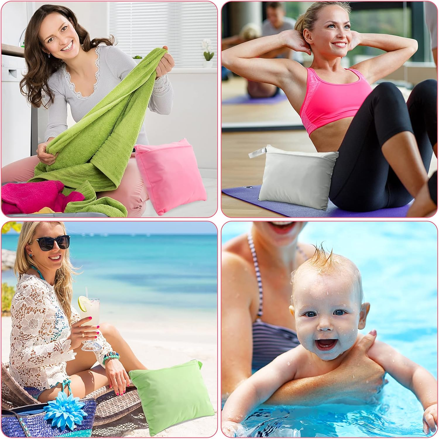 Shappy 4-Piece Wet Dry Bags for Baby Cloth Diapers, Reusable with 2 Pockets, Separates Wet & Dry Items, Perfect for Travel, Gym, Beach & More image number 4