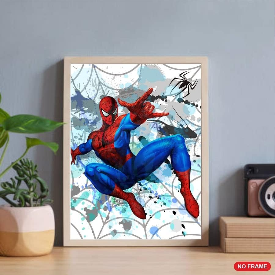 Purplehearts | Spiderman Watercolor Wall Art Poster Prints Set of 4 UNFRAMED ( 8'' X 10'' ) Posters for Boys Room Decor, Avengers Poster, Superheroes Art, Room, Multicolor, 8''X10'' image number 3