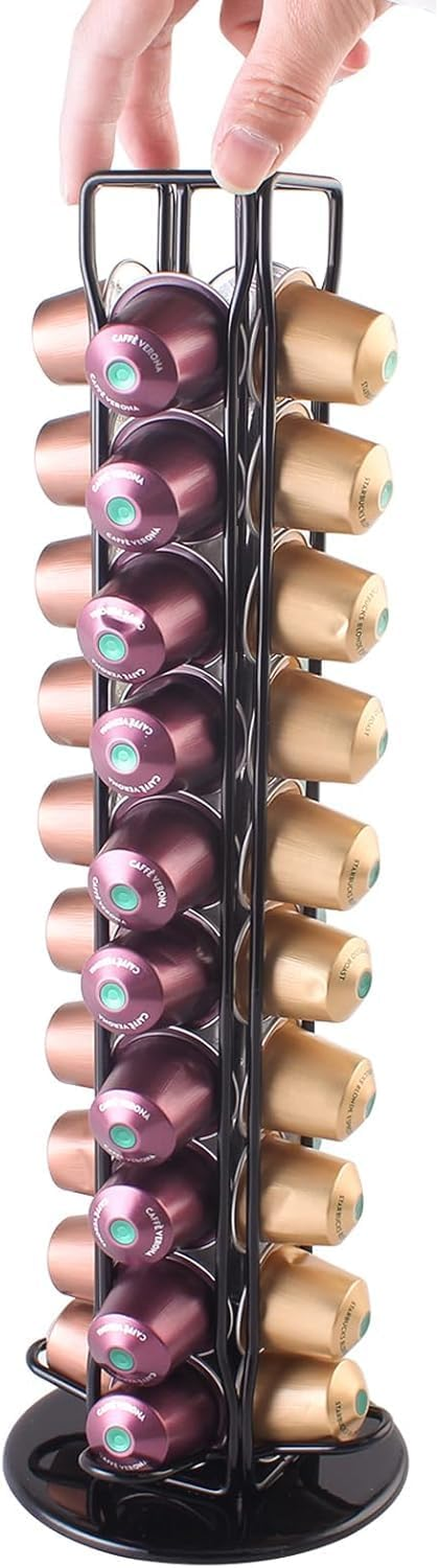 Coffee Pod Holder Stand Compatible with Nespresso Original Pods Carousel Storage Rack Capsules Organizer for Original 40 Coffee Capsules, Black image number 5