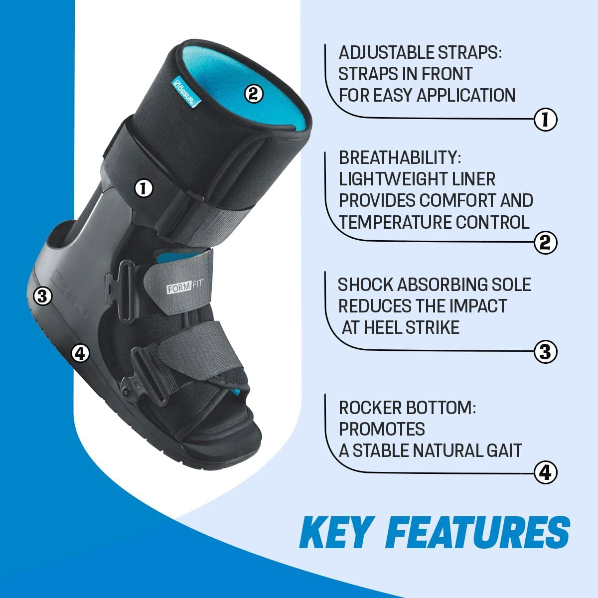 Ossur Form-Fit Short Regular Walker, Fracture Boot (Large) &ndash; Orthopedic Boot for Sprained Ankle, Stress Fracture, and Foot Injury &ndash; Medical Broken Foot Boot for Men & Women image number 5