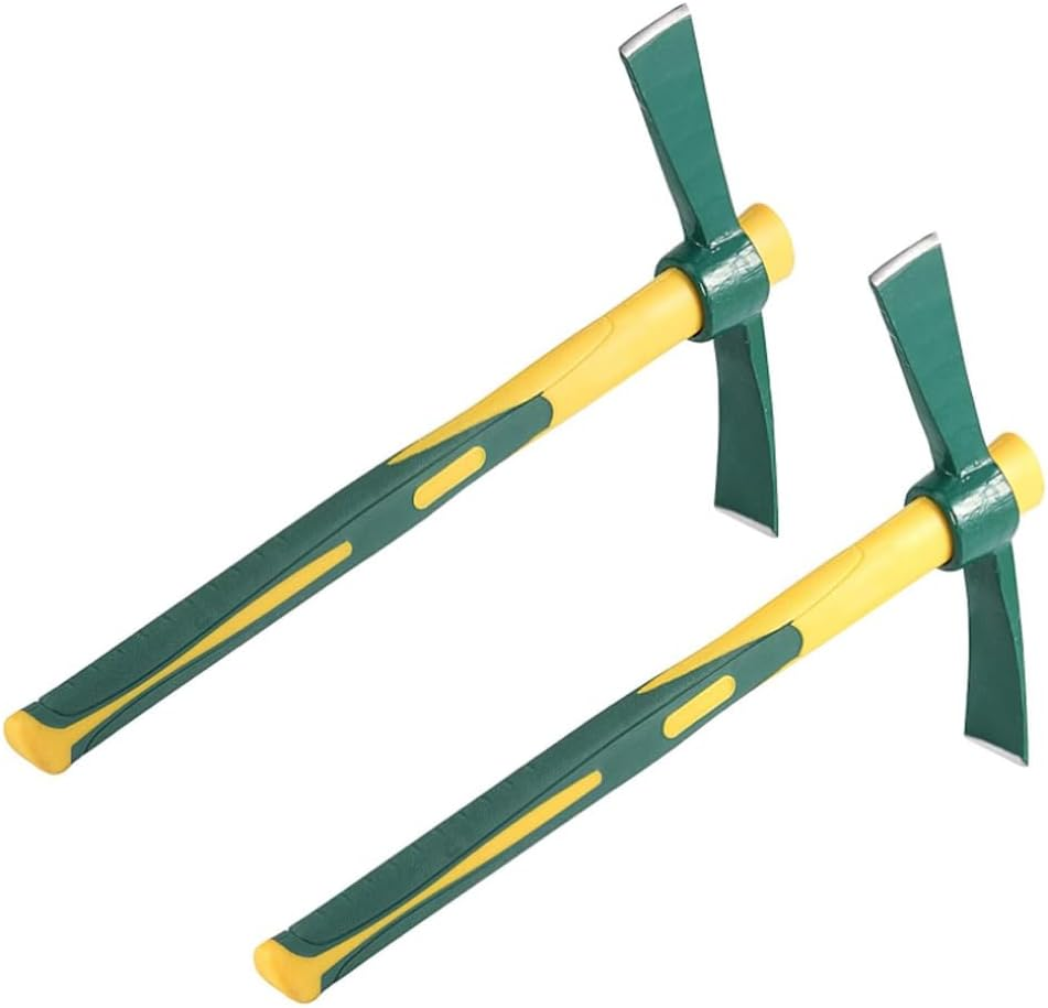 GUDAJIN 2 Pieces Solid Pickaxe, Forged Garden Pick, Weeding Pickaxe with Heavy Duty Rubber Handle for Weeding, Digging, Loosening Soil, Gardening, Camping or Prospecting image number 5