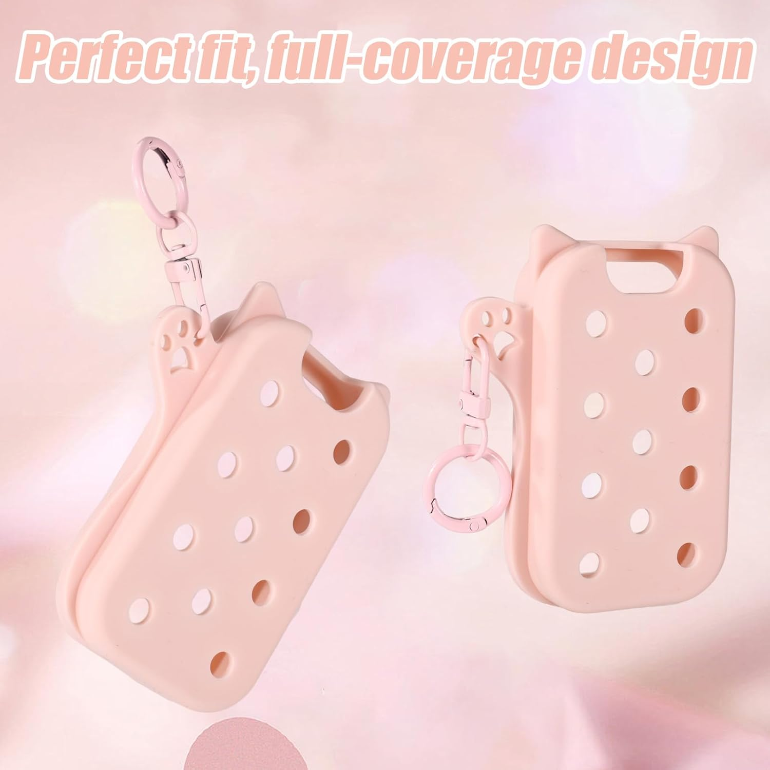 Sinbana Silicone Case for Touchland Power Mist & Glow Mist 30 Ml, Cute Cat Protective Case with Key Ring, Practical Accessory for Hand Sanitiser Spray, Hole Design, No Charm (Pink) image number 4