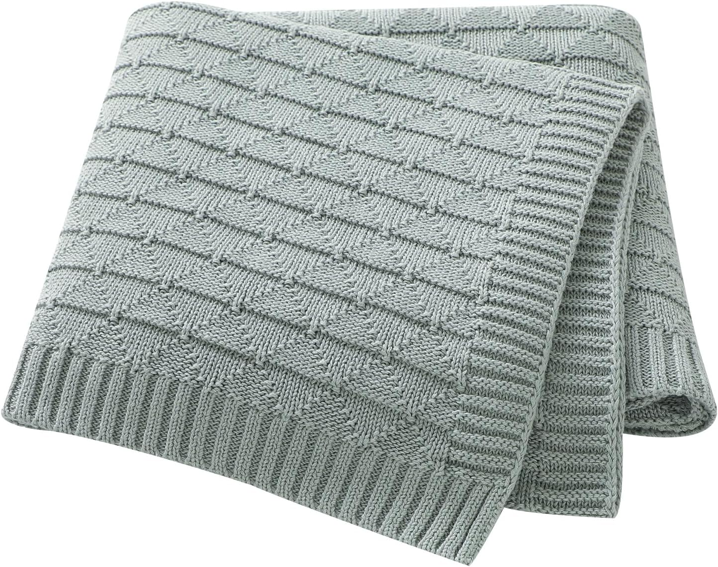 Wugugu Baby Receiving Blanket for Boys Girls Knit Neutral Swaddle Blankets Soft Lightweight Crib Stroller Blankets for Newborn Infant Toddlers White 30 X 40 Inch