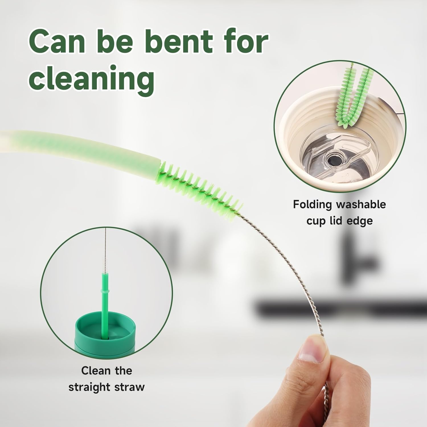 Klexic Reusable Long Colored Straw Cleaner Brush Set 12" Bendable 9 Pack,Capable of Cleaning Various Metal, Silicone, Plastic, Bamboo,Glass Straws Tubes Diameters Ranging from 4-16Mm image number 6