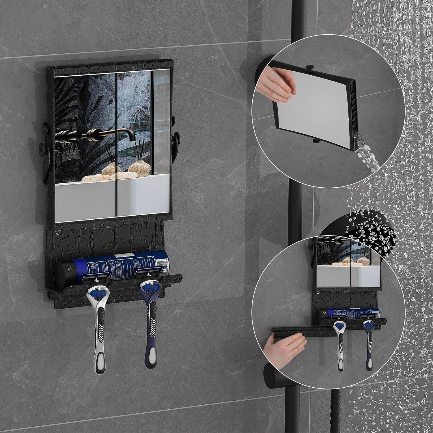 Tinyso Shower Mirror,Dual-Sided 1X/3X Magnification, Anti-Fog Bath Mirror,Bigger Reflective Surface & Thinner Frame,Rust-Proof,Shaving Glass image number 3