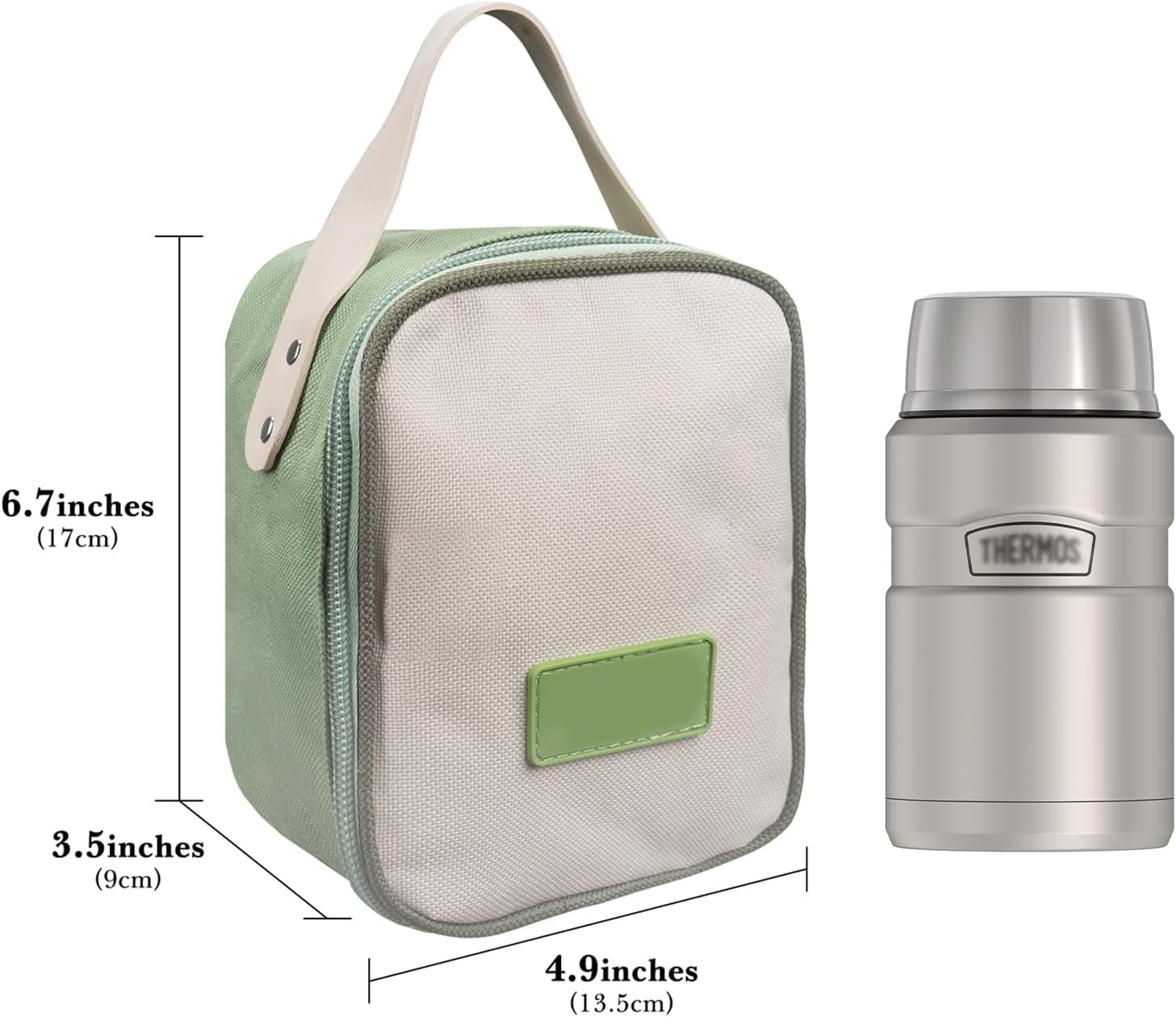 Linkidea Insulated Food Jar Bag, Thermal Snack Bag, Lunch Cooler Bags for Food Jar, Suitable for Office Work, Outdoor Picnics, Compatible with Thermos 16 Oz, Bidakid, Serlium, Blockhutte (Green) image number 6