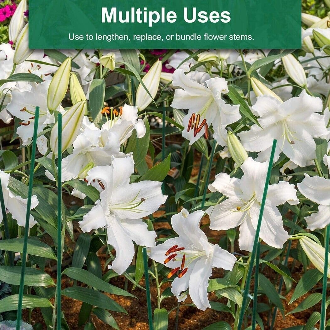 100Pcs Garden Wood Plant Stakes,Betterjonny 15.7Inch Long Bamboo Plant Support with 100Pcs Metallic Twist Ties Sticks Sturdy Floral Plant Support Stakes Wooden for Floral Picks Roasting Sticks image number 5