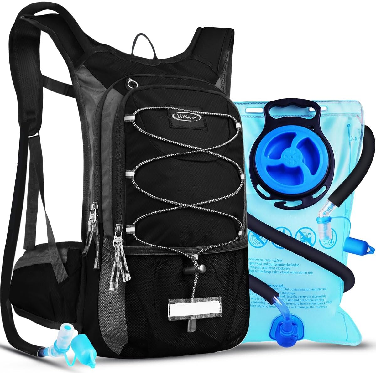 Insulated Hydration Pack Backpack with 3L BPA Free Leak-Proof Water Bladder, Keep Liquids Cool for up to 5 Hours, Daypack for Hiking, Running, Cycling, Hunting, Climbing