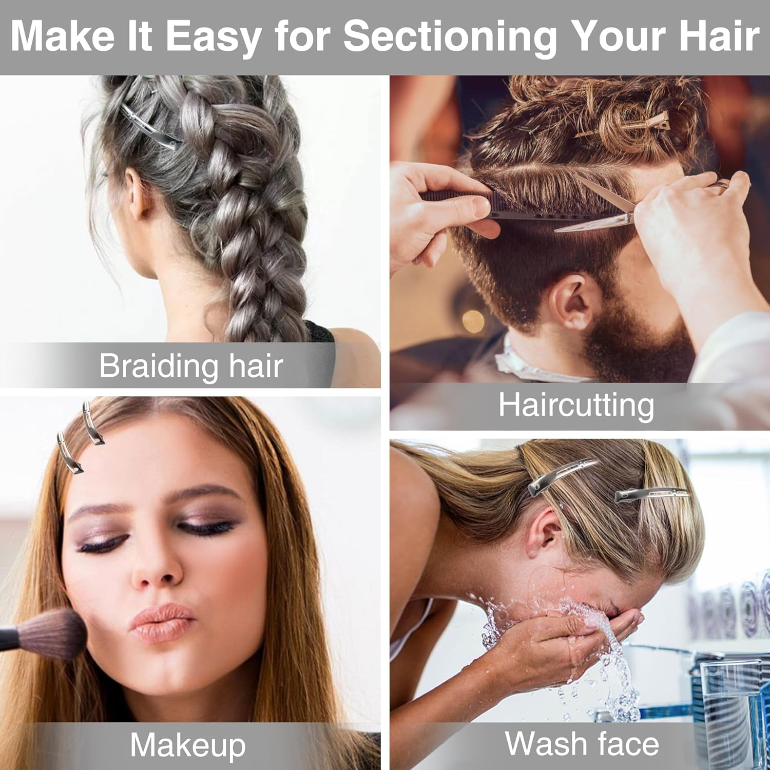 OOTDAY Hair Clips, Metal Alligator with Holes, Metal Duck Billed Hair Clips, Silver Metal Duck Billed Hair Clips, for Thick Hair Roller Salon Styling Sectioning Bows Diy(60Pcs) image number 1