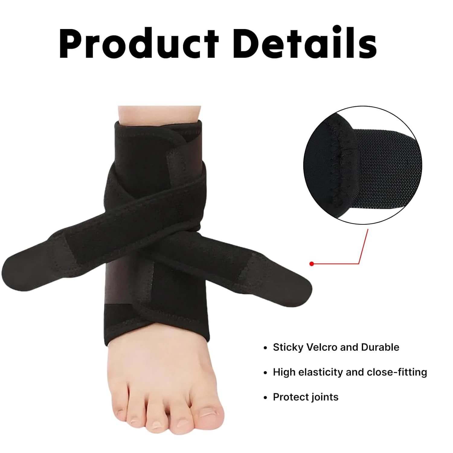 Ankle Brace, Advanced Adjustable Ankle Support Brace, Unisex One Size Fits Most Ankle Stabilizer with 3 Adjustable Straps, Ideal for Sports, Injury Recovery, Foot Support, and Pain Relief