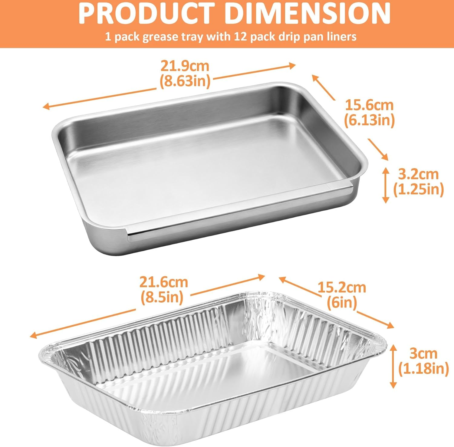 93305 Catch Pan for Weber Spirit E-210 E-220 E-310 E-320 E-330 Series, 83156 Grease Tray with Drip Pan Liners Replacement for Weber Genesis II E-310 E-315 E-325 E-330, for Spirit 200/300 Series image number 3