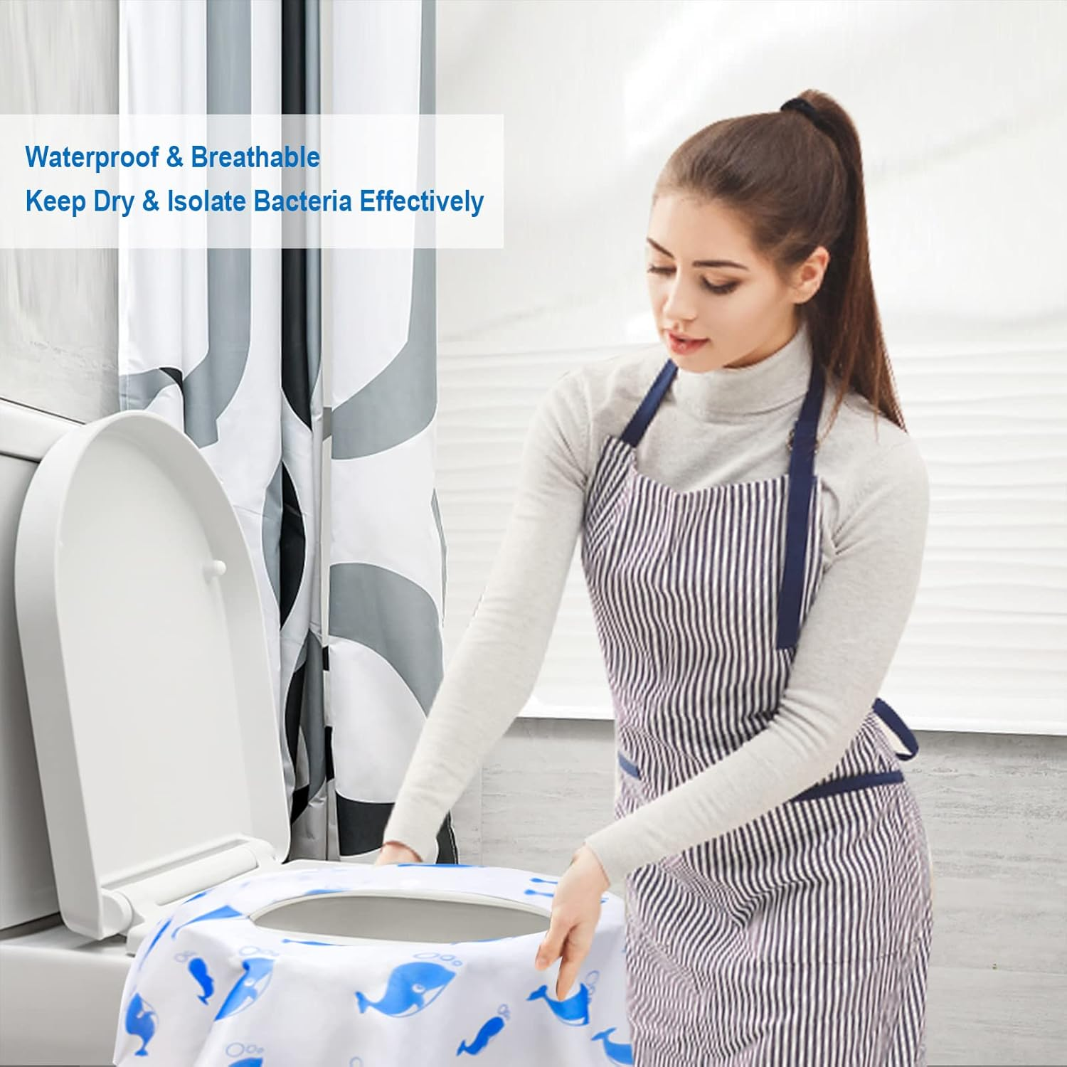 Toilet Seat Covers Disposable, 41 Pack Extra Large Disposable Toilet Seat Covers for Adults, Individually Wrapped Potty Training Liners with Non-Slip Adhesives for Kids in Home, Restrooms & Travel image number 5