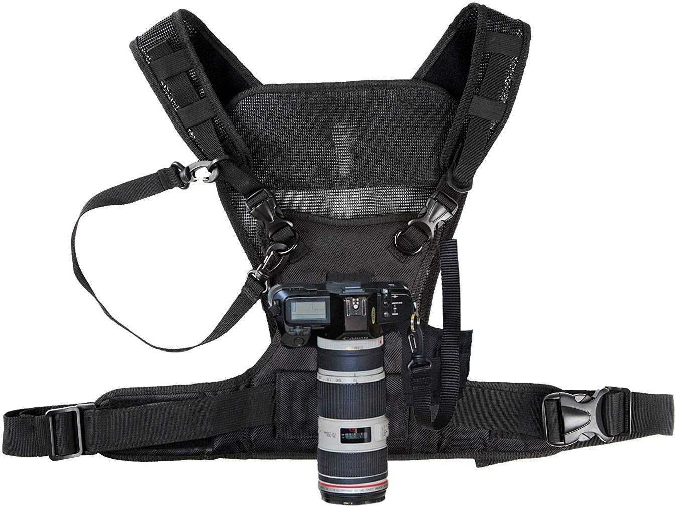 Nicama Camera Strap Carrier Chest Harness Vest with Mounting Hubs & Backup Safety Straps for Hiking Canon 6D 5D2 5D3 Nikon D800 D810 Sony A7S A7R A7S2 Sigma Olympus DSLR Cameras image number 2