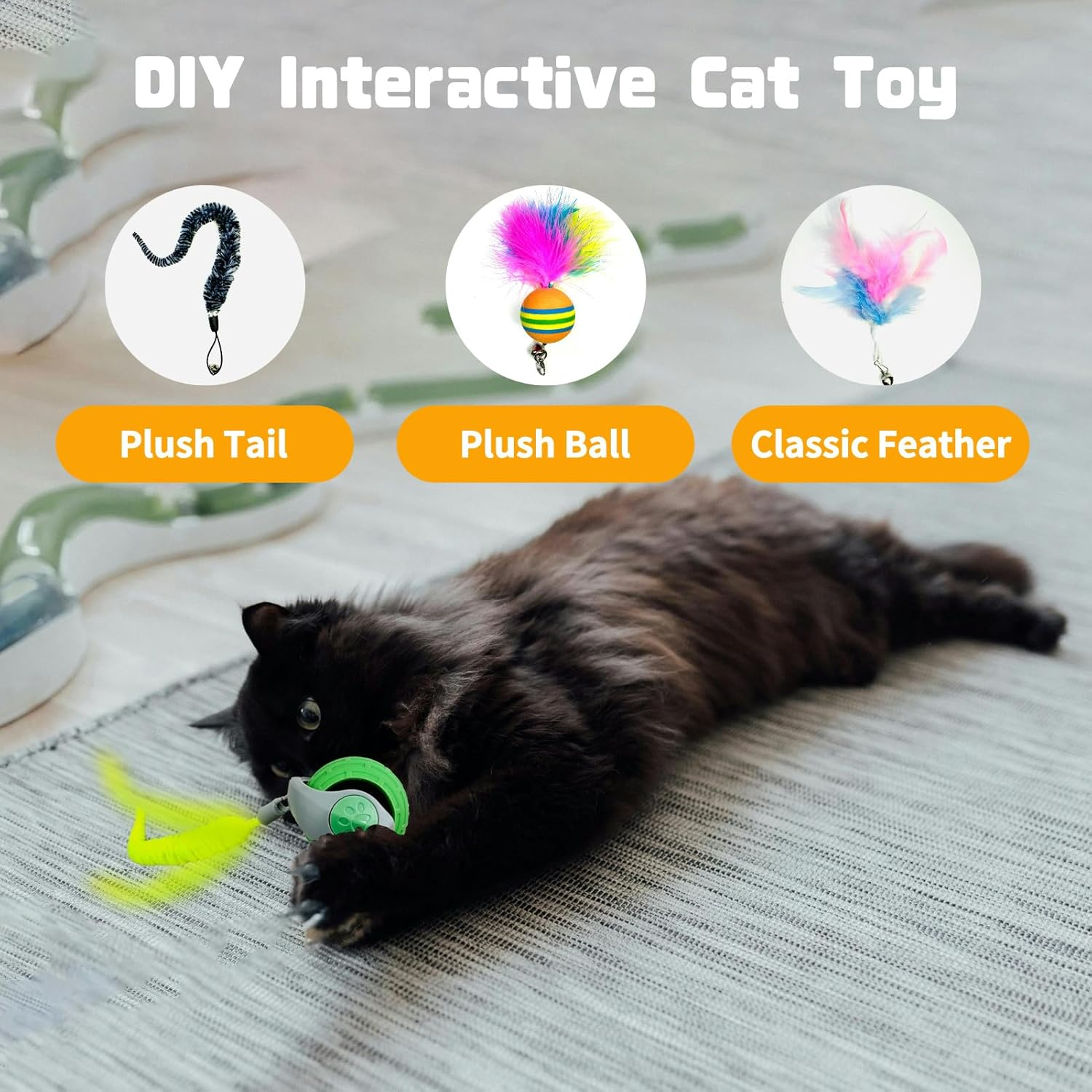 Interactive Cat Ball Toy for Indoor Cats &ndash; 2025 Upgraded Smart Rolling Ball, Adjustable Speed & Long Battery Life, Automatic Moving Cat Toy with LED Lights for Active & Playful Cats(Green) image number 2