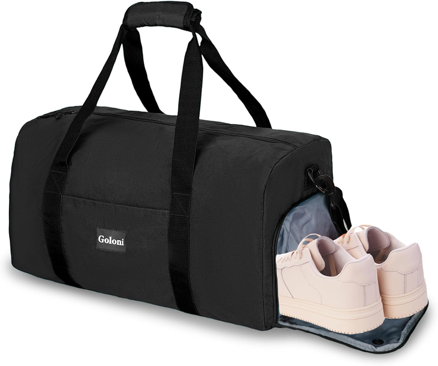 Goloni Cute Duffle Bag for Women, Gym Bag with Shoe Compartment, Lightweight Weekend Travel Duffel Bag,Overnight Bag with Wet Pocket, Black