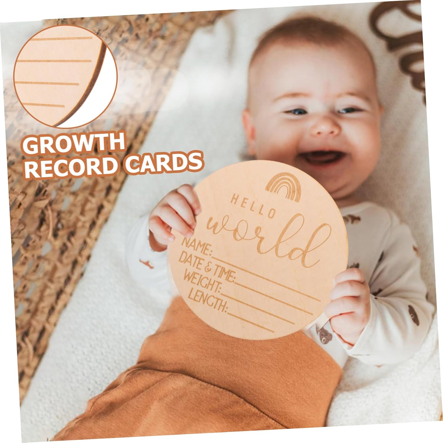 ERINGOGO 5Pcs Newborn Growth Record Cards Announcement Sign for Hospital Keepsake for Shower Photography Cute Tracking Cards image number 6