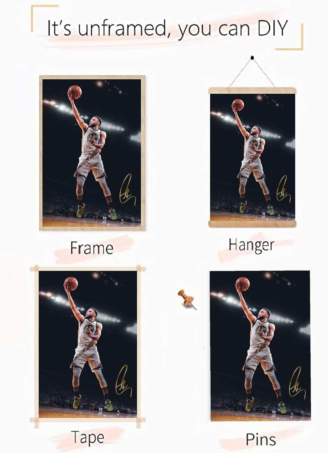 JADESA Stephen Curry Poster 12X18Inches Unframed Inspiring Wall Art Fashionable Design for Aesthetic Room Decor Trendy Artwork Basketball Poster Steph Curry image number 2