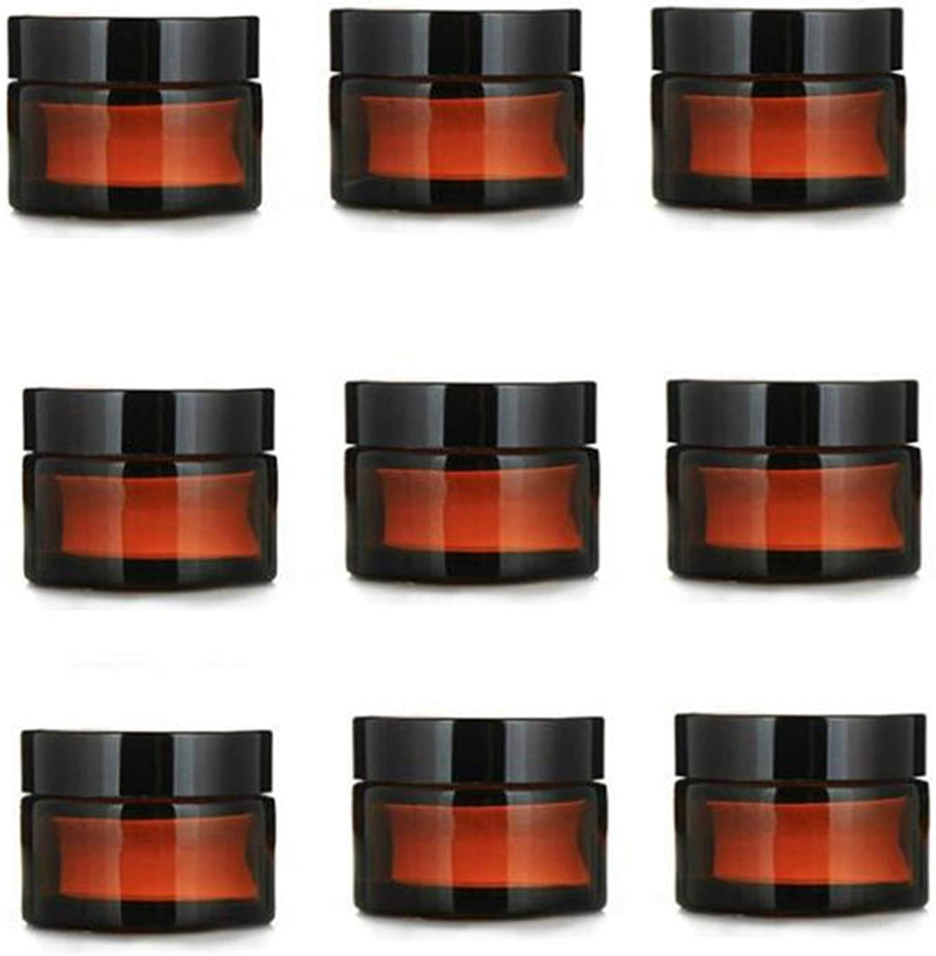 Healthcom 10 Pcs 15G/15Ml Amber Glass Cosmetic Jars Empty Refillable round Vials Pot Travel Containers Bottles Lotion Face Cream Makeup Containers with Liners Lids for Salve Cream Lip Balm Lotion image number 2