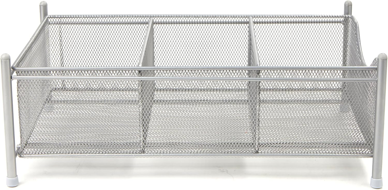 Mind Reader Accessory Organizer, Supply Storage, Makeup, Crafts, Office, Kitchen, Metal Mesh, 15.5" L X 9.38" W X 5.4" H, Silver image number 5
