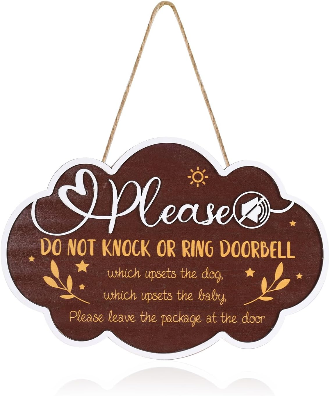 Baby Sleeping Sign, Hanging 3D Wooden Baby Sleeping Sign Plaque with Rope for Baby Room Nursery Kids Room Bedroom Front Door Decoration for New Parents Gifts (Model A) image number 5