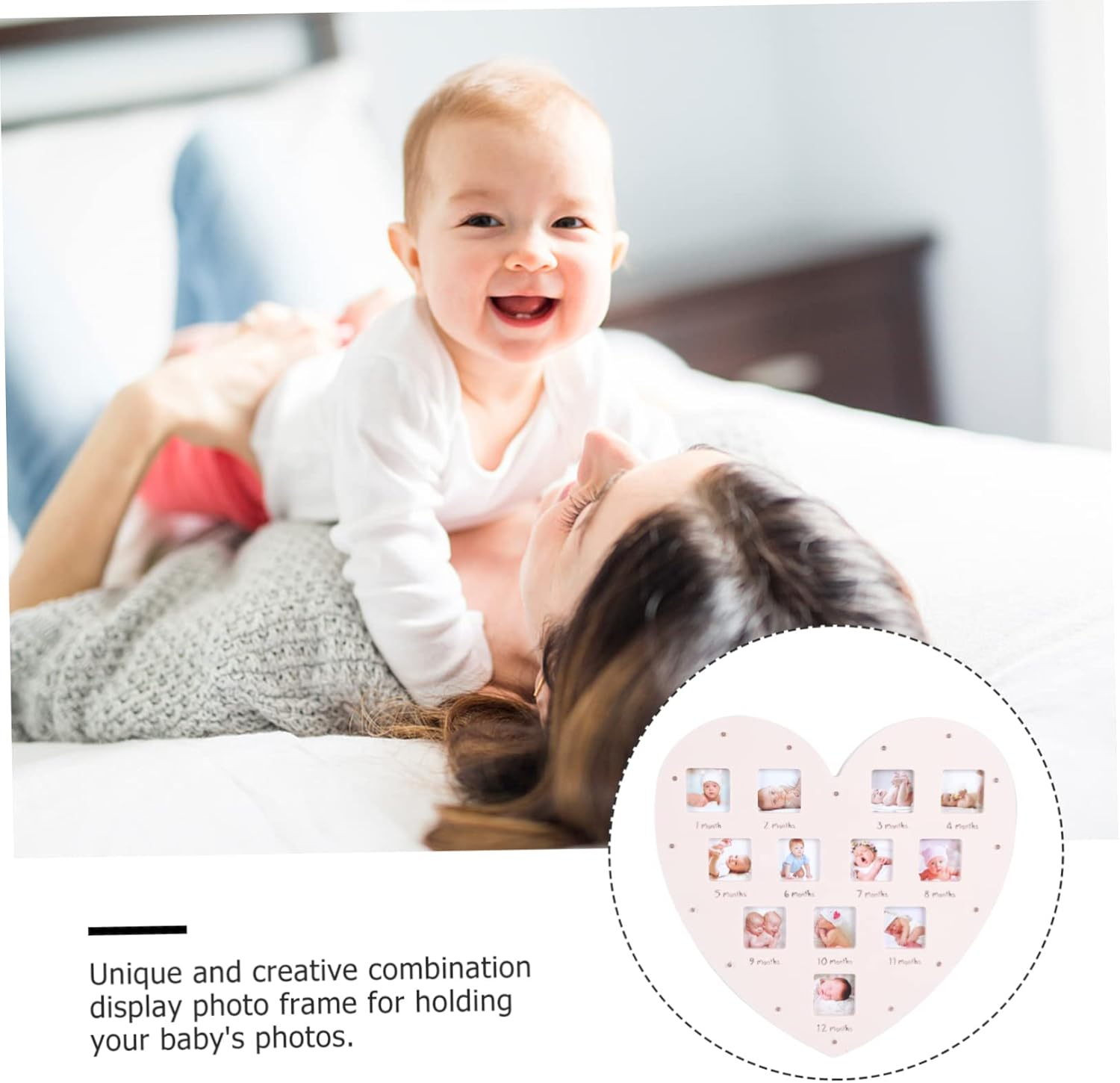 Photo Frame Growth Record Announcement for First Birthday Decor Heart Shape Picture Frame image number 1