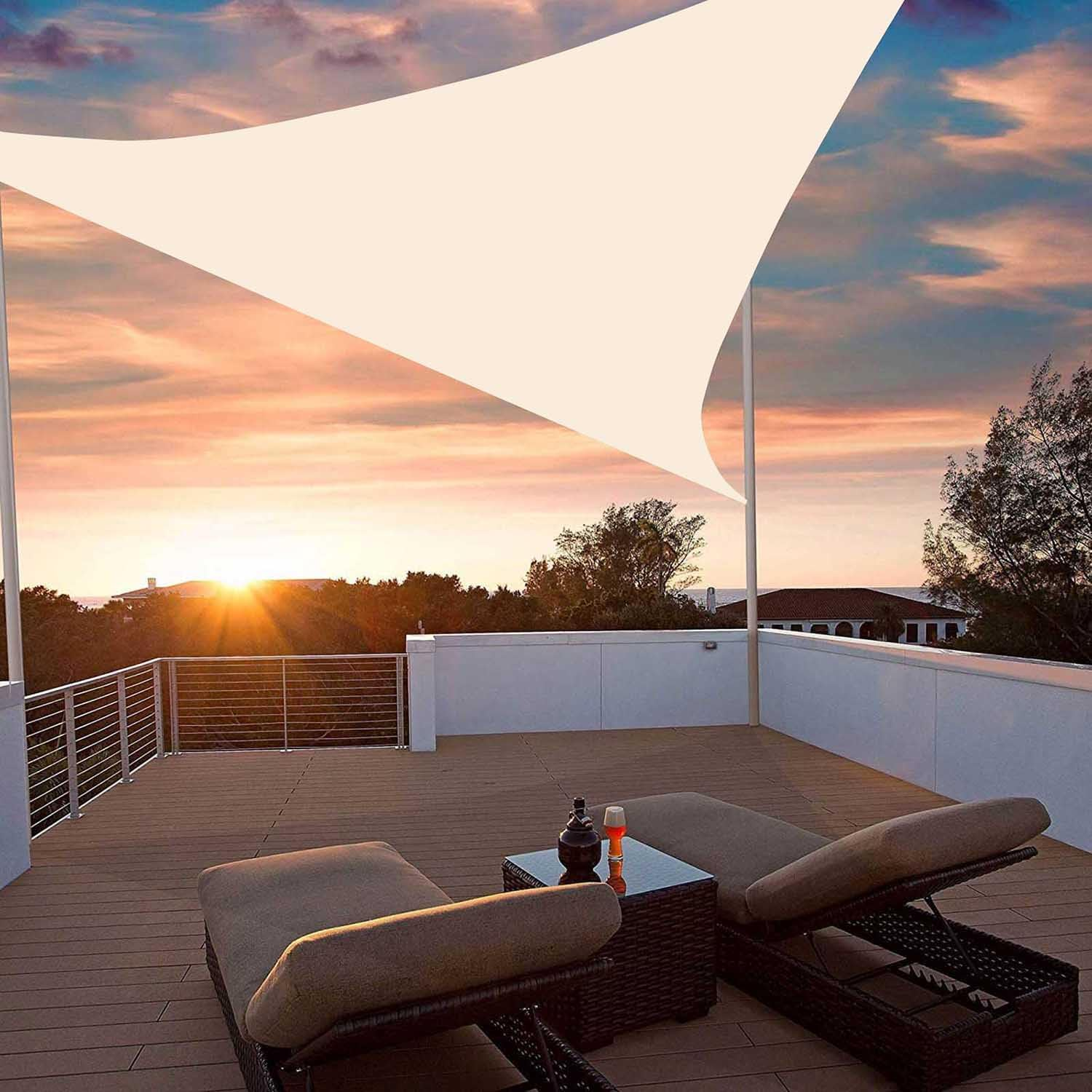 Beige1,Jyhcd Triangle Sun Shade Sail, 6.5 X 6.5 X 6.5Ft Waterproof Sunshade Awning Canopy with Fixing Kit,Outdoor UV Block Triangle Shade Sail Canopy Shelter for Garden Patio or Backyard - Beige2 image number 5