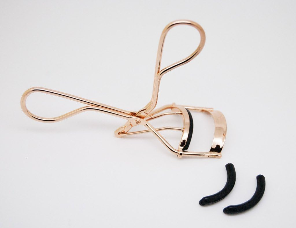 EMILYSTORES Professional Makeup Tool for Eyelashes with 2 Silicone Refill Pads Pinch Pain FREE Metal Eyelash Curler 1PC, Golden Color image number 2