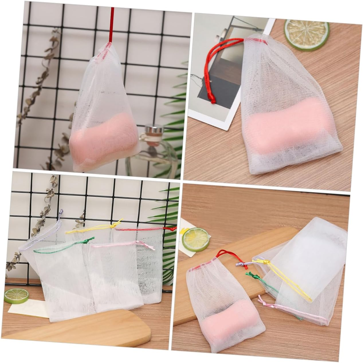 PHENOFICE 30Pcs Soap Foaming Net Pouch for Bar Soap Drawstring Storage for Bath and Shower Sturdy and Reusable image number 1