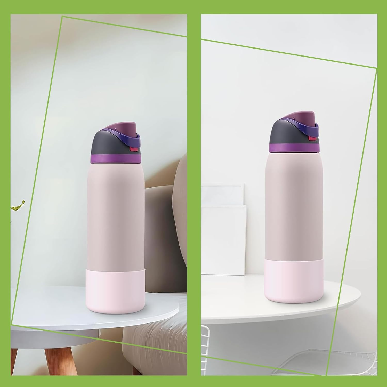 Rylaxzon 2 Pack Boot for Owala Freesip Bottle, Bottle Boot for Owala 24 Oz Silicone anti - Slip Bottom Bumper Protector Sleeve for Twist & Flip Stainless Steel Water Bottles (Pink and Mint)