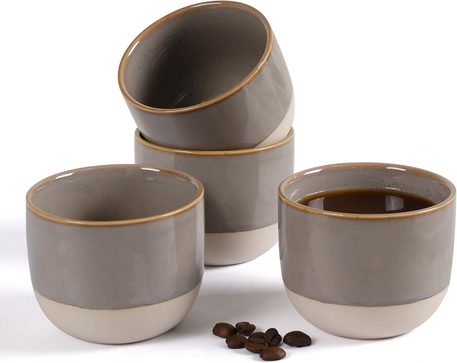 ZEBERBO Ceramic Espresso Cups Set of 4, 5Oz Espresso Coffee Mugs, Special Glazed Demitasse Cups Expresso Coffee Cup for Espresso Machine