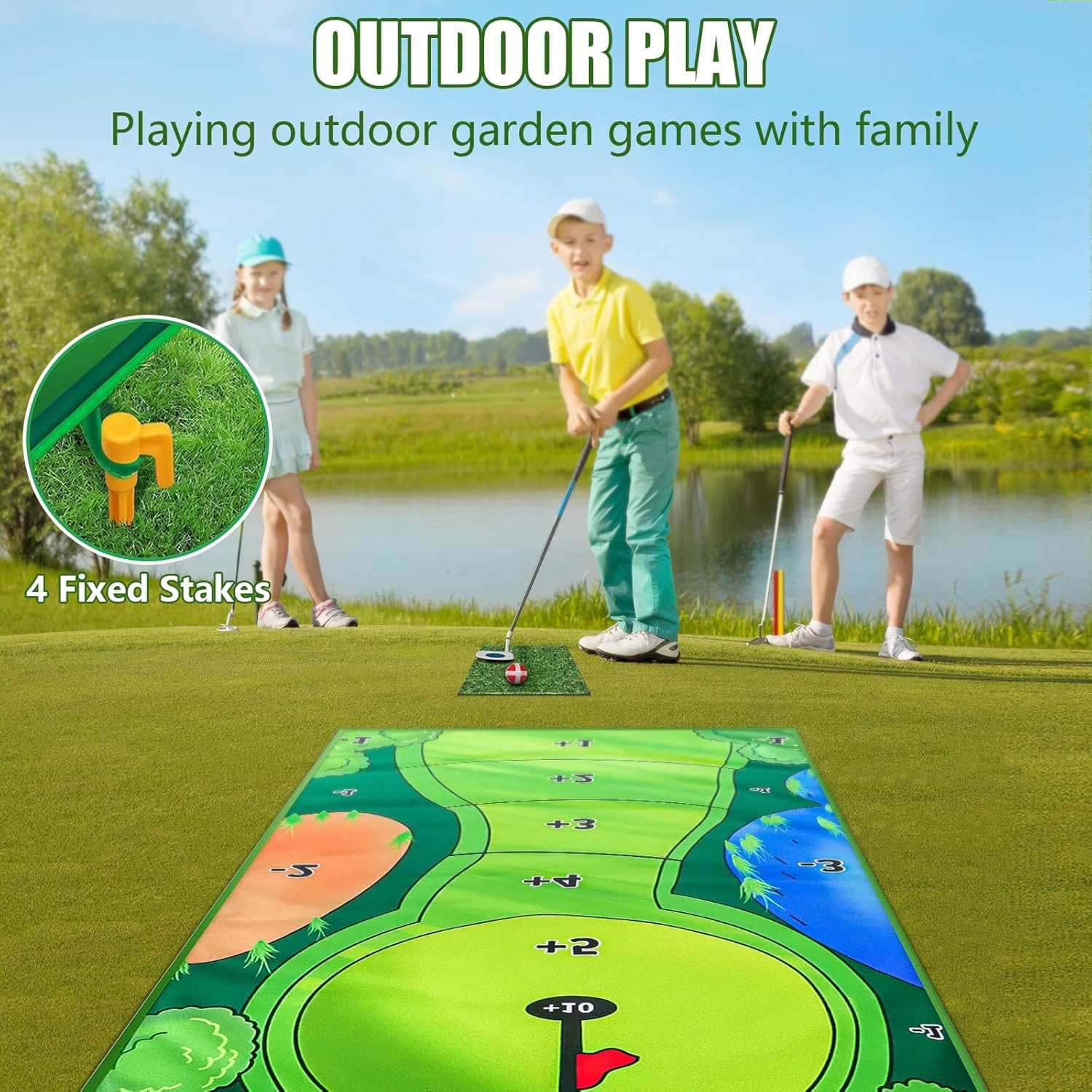 Golf Chipping Game Mat Practice Mats Golf Game Training Mat Indoor Outdoor Games for Adults image number 4