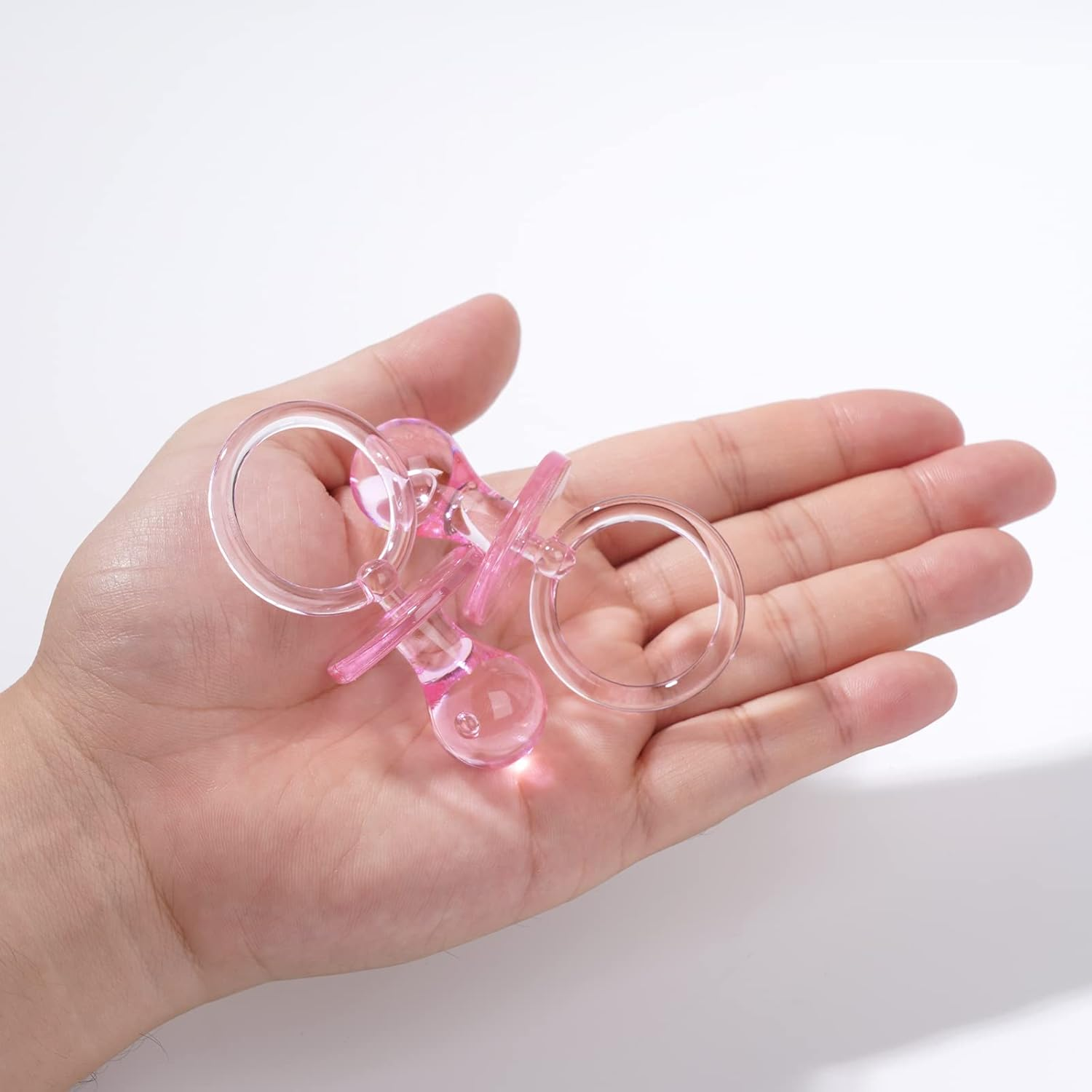 50 Pieces 2.75 Inch Baby Pacifier Baby Shower Plastic Pacifier for Baby Shower Pacifier, Baby Shower Gender Show Party Decoration DIY Baby Shower Birthday Party Gift (Pink) image number 6