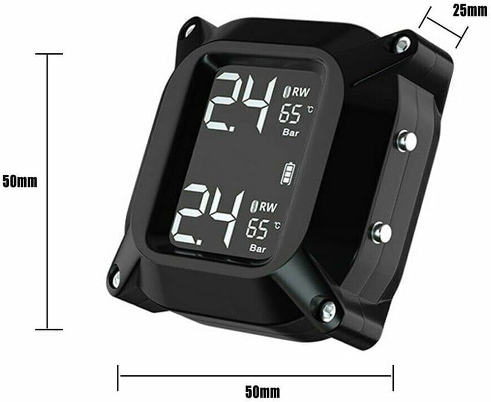 Waterproof Motorcycle TPMS Tire Pressure Monitor Systems Wireless with 2 Sensors, LCD Display, PSI and BAR Optional image number 6